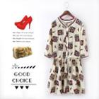 Print 3/4-sleeve A-line Dress