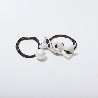 Set Of 2: Faux Pearl / Bow Hair Tie