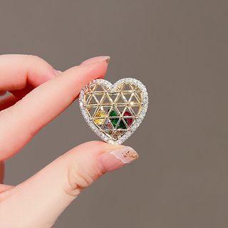 Heart Rhinestone Alloy Brooch Gold - One Size