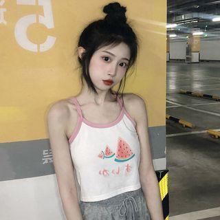 Watermelon Print Camisole Top White - One Size