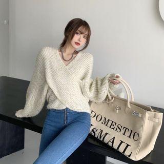 Puff-sleeve Sweater Almond - One Size