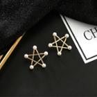 Faux Pearl Star Earring S925 - Bl2713 - Faux Pearl & Pentagram - One Size
