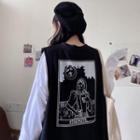Plain Long-sleeve T-shirt / Printed Vest