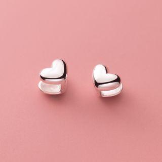Heart Sterling Silver Earring 1 Pair - S925silver - One Size