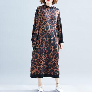 Leopard Print Midi Sweater Dress
