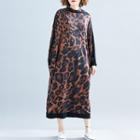 Leopard Print Midi Sweater Dress