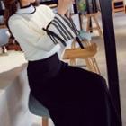 Bell Sleeve Mock Neck Sweater / Knit Midi Skirt