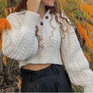Crop Sweater White - One Size