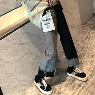 Color-block Wide-leg Jeans