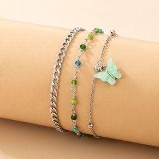 Set Of 3: Anklet 20011 - Set Of 3 - Silver - One Size