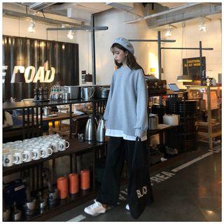 Contrast Hem Panel Oversized Pullover