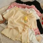 Ruffle-edge Slim-fit Crop T-shirt