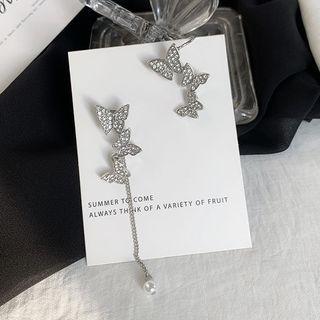 Asymmetric Butterfly Earring 1 Pair - Silver - One Size