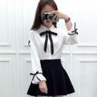 Bow-accent Pleated Shirt