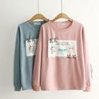 Long-sleeve Lace-up Applique Pullover