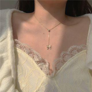 Flower Drop Necklace Gold - One Size