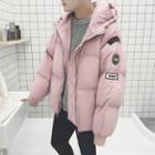 Applique Hooded Zip Padded Coat