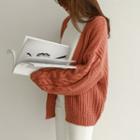Drop-shoulder Open-front Knit Cardigan Almond - One Size