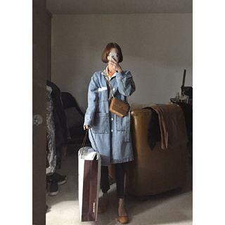 Contrast-trim Denim Jacket With Sash