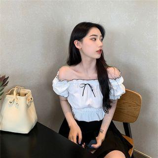 Off Shoulder Bow Top White - One Size
