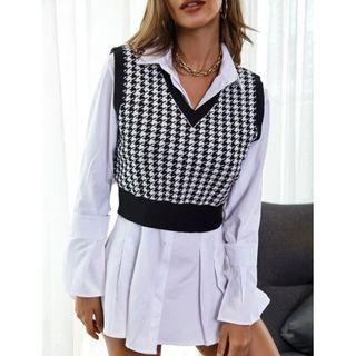 Houndstooth Cropped Vest
