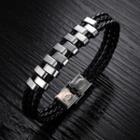 Stainless Steel Faux Leather Layered Bracelet 844 - Bracelet - One Size