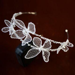Wedding Butterfly Mesh Faux Pearl Mesh Headband