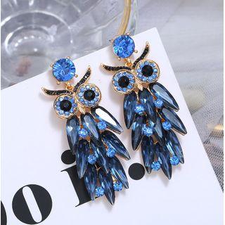 Rhinestone Owl Drop Earring 1 Pair - Blue - One Size