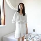 Frilled-detail Lace-trim Minidress