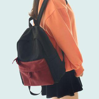 Faux Suede Panel Canvas Backpack