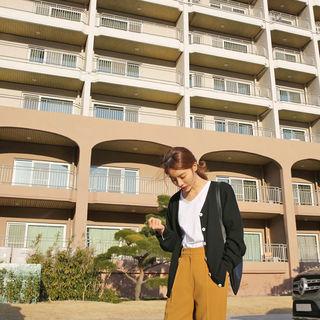 Wool Blend Colored Knit Cardigan
