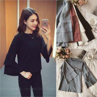 Ruffle Trim 3/4 Sleeve Sweater