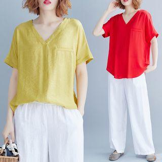 Plain V-neck T Shirt