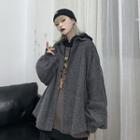Pinstriped Lantern-sleeve Button Jacket