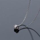 925 Sterling Silver Rhinestone Roll Necklace Silver - One Size