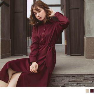 Asymmetric Hem Bow Accent A-line Dress