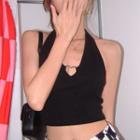 Halter-neck Heart Buckle Crop Tank Top