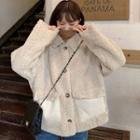 Furry Buttoned Jacket Beige - One Size