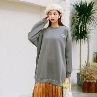 Lettering Mock Two-piece Midi Pullover Dress
