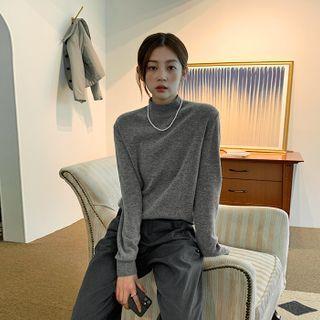 Mock-neck Cashmere Blend Knit Top In 10 Colors