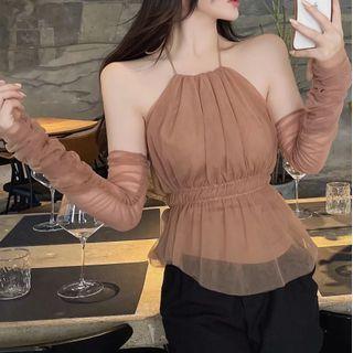 Set: Mesh Camisole Top + Sleeve Guards
