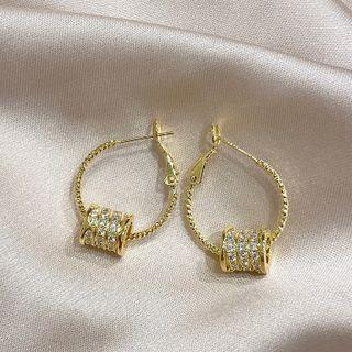 Sterling Silver Rhinestone Drop Earring 1 Pair - S925 Silver Needle Earring - Silver Rhinestone - Gold - One Size