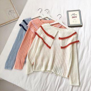 Peter Pan-collar Long-sleeve Knit Top