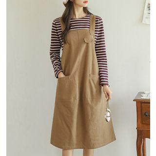 Flap-detail Midi Jumper Dress