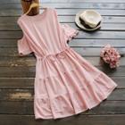 Short-sleeve Cutout Tiered Dress