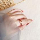 Alloy Rhinestone Zigzag Layered Open Ring As Shown In Figure - One Size
