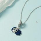 Star Pendant Alloy Necklace 1pc - Silver & Navy Blue - One Size