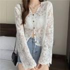Cut-out Lace Long-sleeve Cardigan
