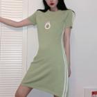 Contrast Trim Printed T-shirt Dress