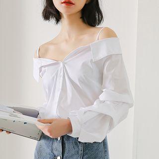 Long-sleeve Cold-shoulder Blouse